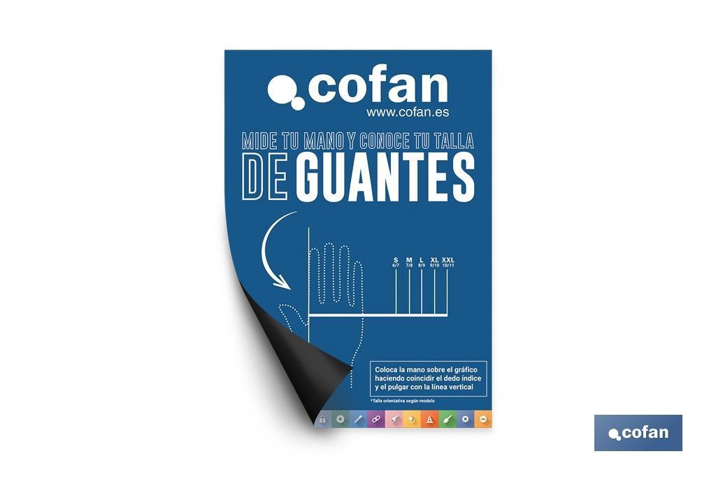 CARTEL IMANTADO 297X210 MM MEDIDOR TALLA DE GUANTES (PACK: 1 UDS)