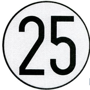 PLACA DE VELOCIDAD HOMOLOGADA 25 (PACK: 1 UDS)