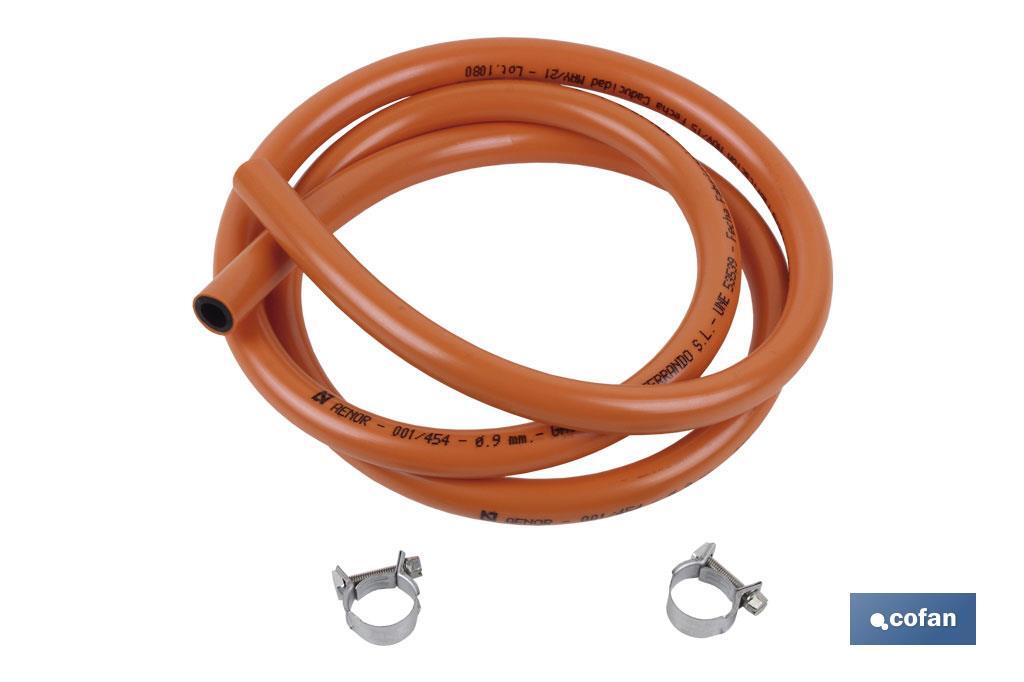 Kit de Gas Butano con Abrazaderas | Tubo flexible de 1,5 | En Color Naranja