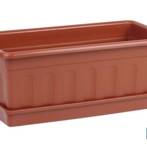 JARDINERA MARRON MODELO AZAHAR 40X20X15.5+PLATO38X16.6CM (PACK: 12 UDS)