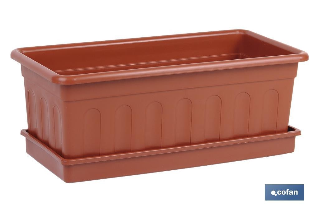 JARDINERA MARRON MODELO AZAHAR 40X20X15.5+PLATO38X16.6cm venta unitaria (PACK: 1 UDS)