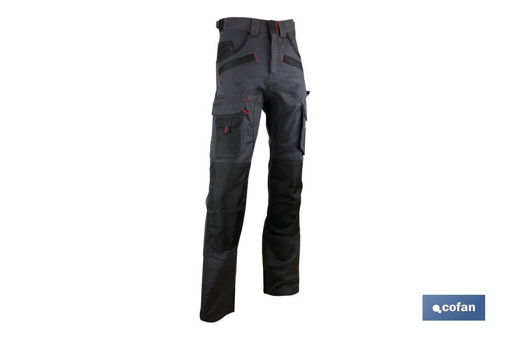 Pantalón de Trabajo con Multibolsillos | Modelo Carlson | Material: 60% algodón y 40% poliéster | Color Gris/Negro