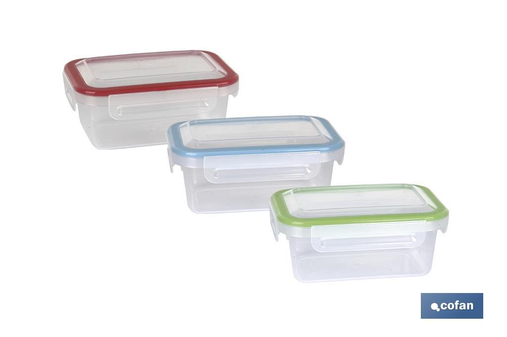 Fiambrera rectangular | Con tapa en varios colores | Apto para microondas, congelador y lavavajillas