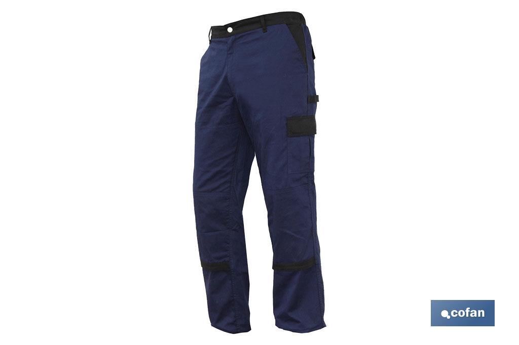 Pantalón de Trabajo | Flex | Modelo Jano | Regular Fit | Composición 97,76% Algodón y 2,24% Elastano | Color Azul Marino/Negro