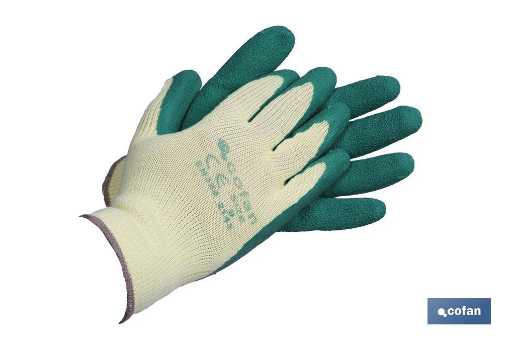 Guantes de Látex Rugoso con Soporte de Punto Verdes