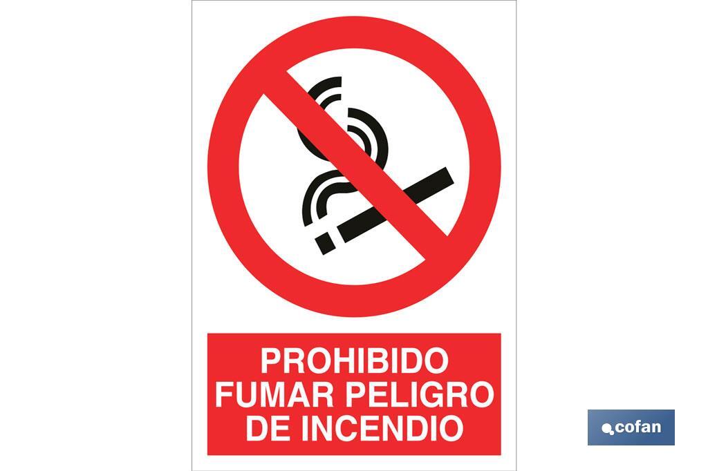Prohibido fumar peligro de incendio